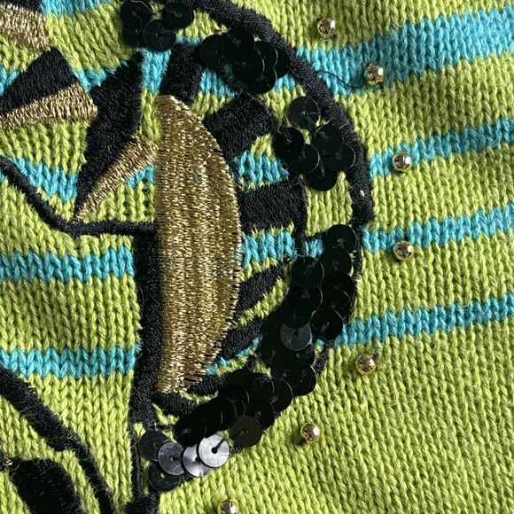 Vintage Suzelle Ramie Cotton Novelty Designer Embellished Sweater Size Small - Picture 3 of 10